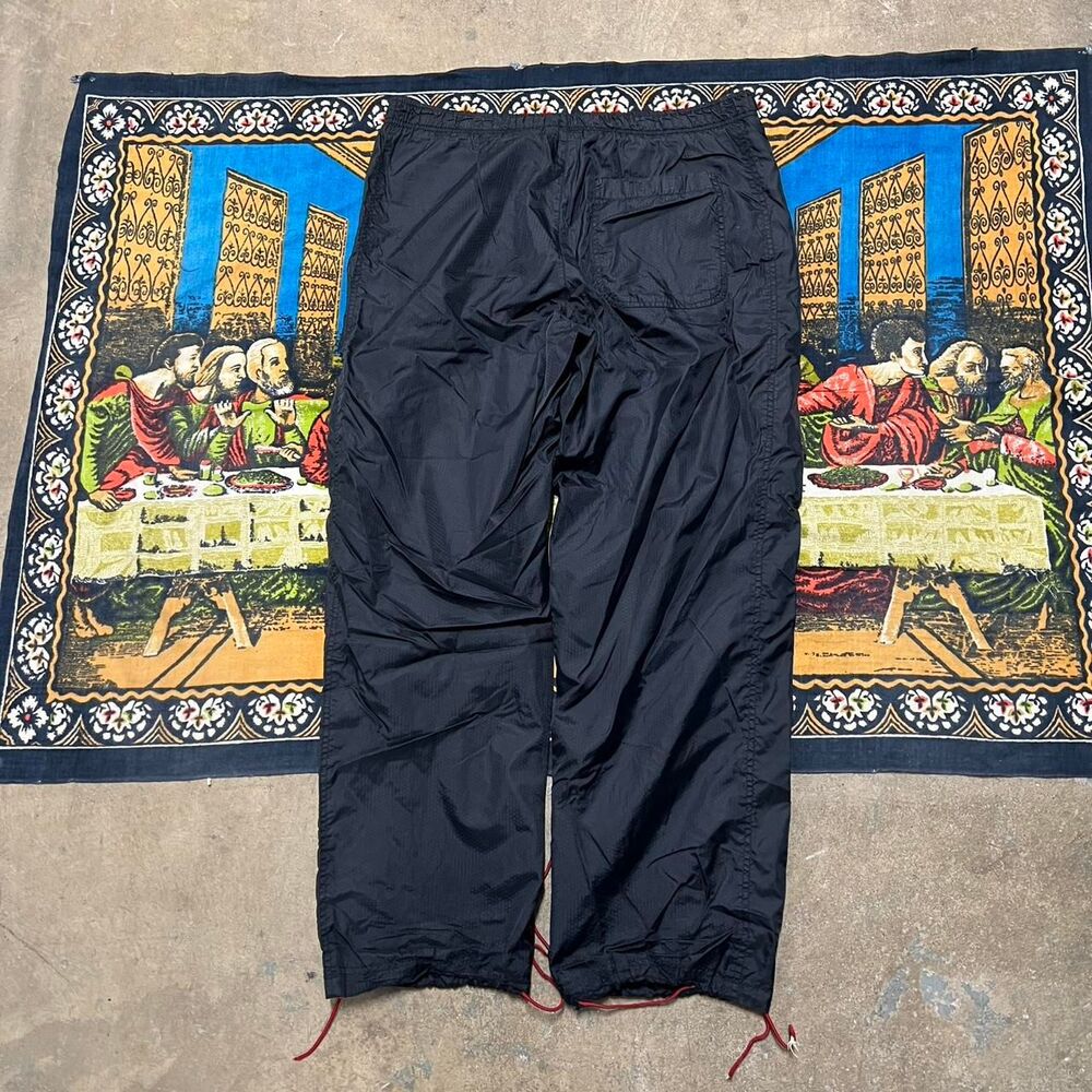 Vintage Black Nike track pants Size large baggy wide leg fit swoosh cargo y2k - Picture 7 of 8